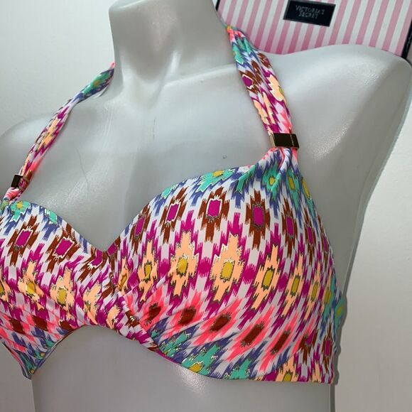 🔥🏖VICTORIA SECRET swimsuit top 32D push-up bottom-small New #1 - Picture 3 of 9